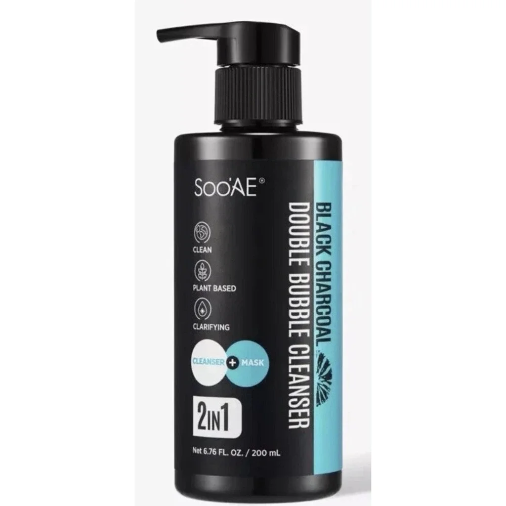 Soo'AE Purifying Black Charcoal Double 2in1 Bubble Face Cleanser + Mask 6.76oz